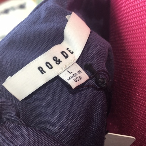 Ro & De Navy Button Back Knit Ruffle Cami Top L - Picture 6 of 8